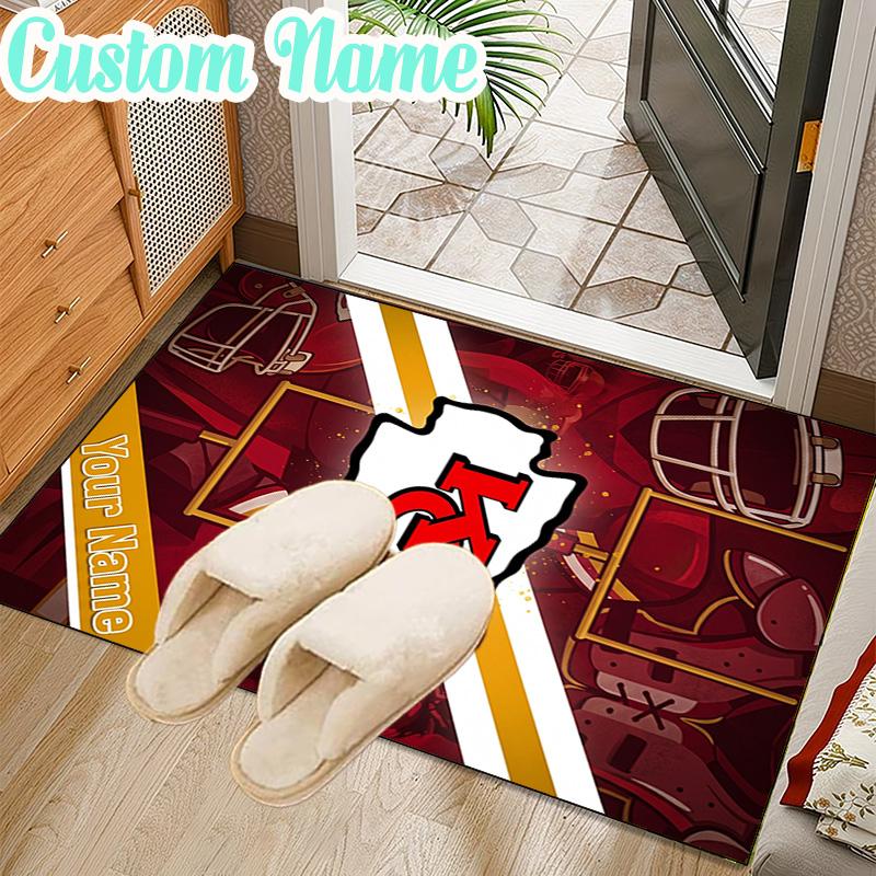 Custom Name Kansas City Chiefs Helmet Rug Office Rug Chair Mat Non Slip Carpet Rugs for Bedrooms Dining Room Living Room Home Decor gifts