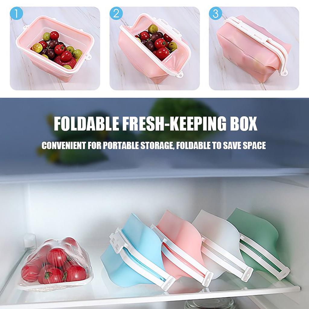 Collapsible Silicone Food Storage Container Leakproof Foldable Lunch Box with Secure Locking Lid for Easy Carry and Space Saving