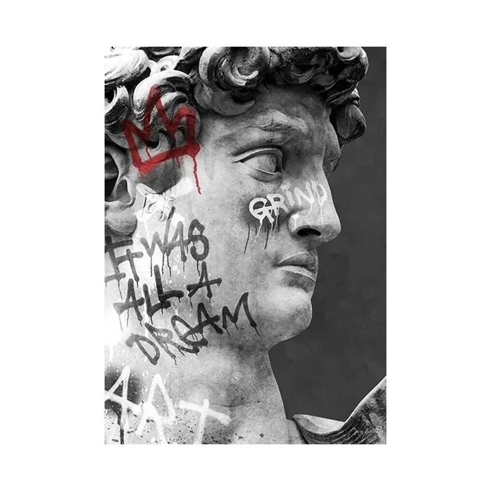 Statue of David Graffiti Art Canvas Painting David Head Sculpture Posters and Prints Street Wall Art Pictures for Room Decor