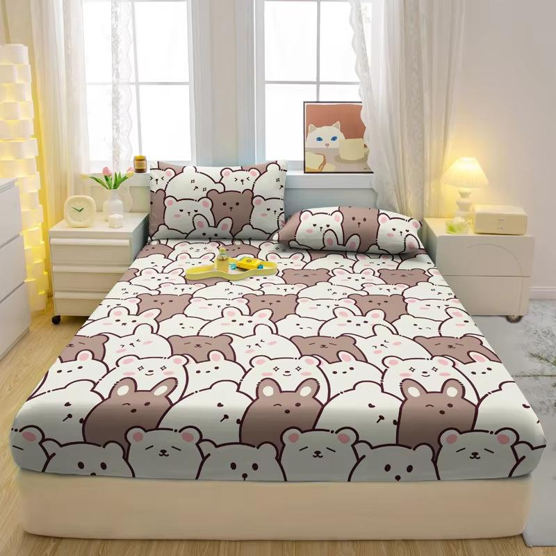 

1 Simple Modern Animal Printed Matte Fitted Sheet Soft Comfortable Bedding Set for Bedroom (Includes Two Pillowcases) 120x200x30cm