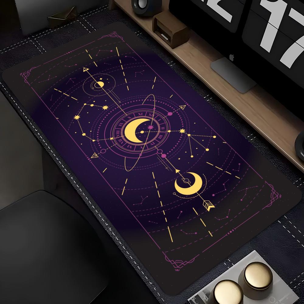 Zodiac Moon Star Extended Gaming Mousepad NonSlip Desk Surface Purple Cosmic Galaxy Art Print For Gaming And Office Accessories