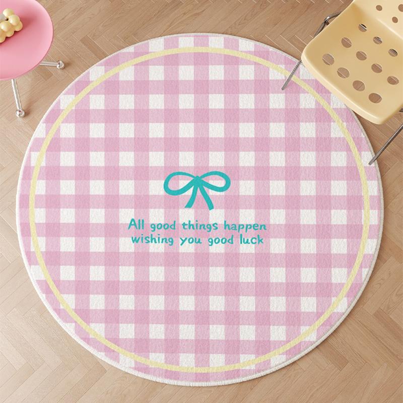 Runder Wohnzimmerteppich Blaue Teppiche Schleifenteppich Bonbonfarbe Niedlich Süßes Mädchen Heimdekoration Teppiche für Schlafzimmer Nachttisch Bodenmatte