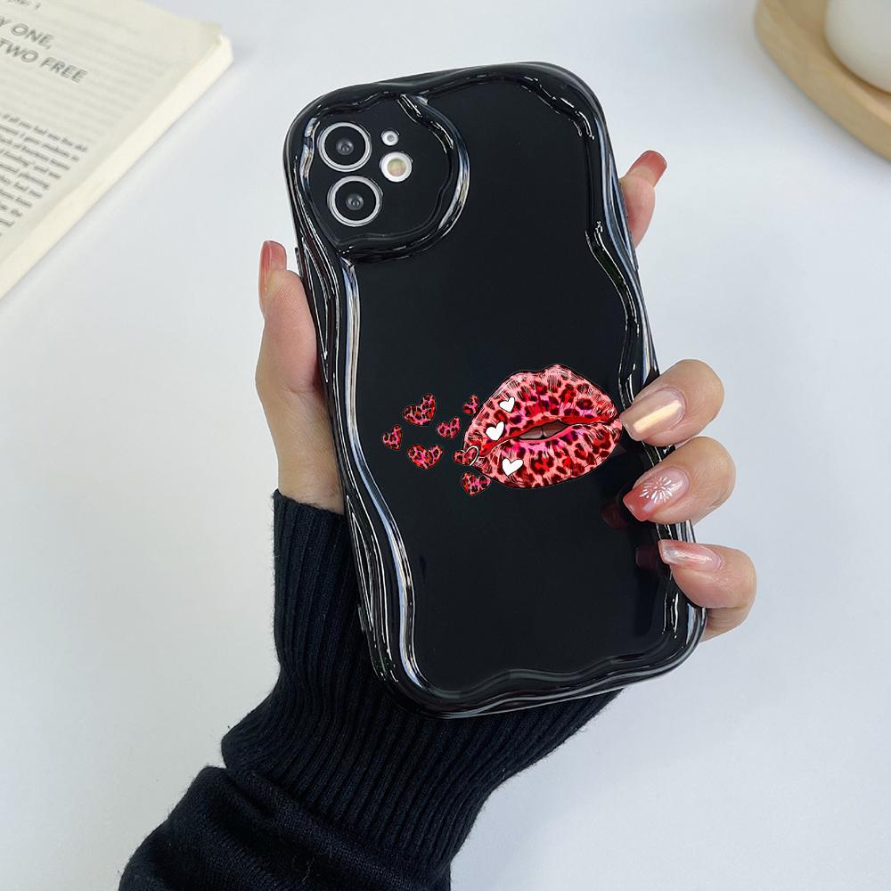 LZ21 Lips kiss design art Clear Soft Wave Phone Cases for Samsung S24 S23 Ultra S20 FE A54 A14 A52s A51 S10 Huawei Honor 90 Protection Back Cover