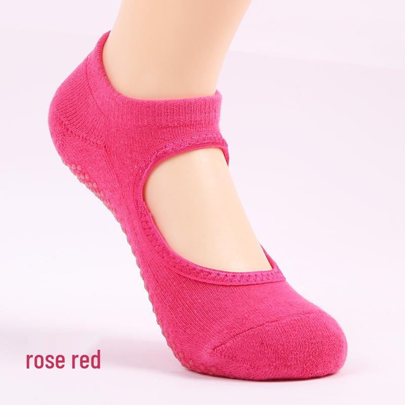 European & American Women's Non-Slip Backless Terry Yoga Pilates Socks - Cotton