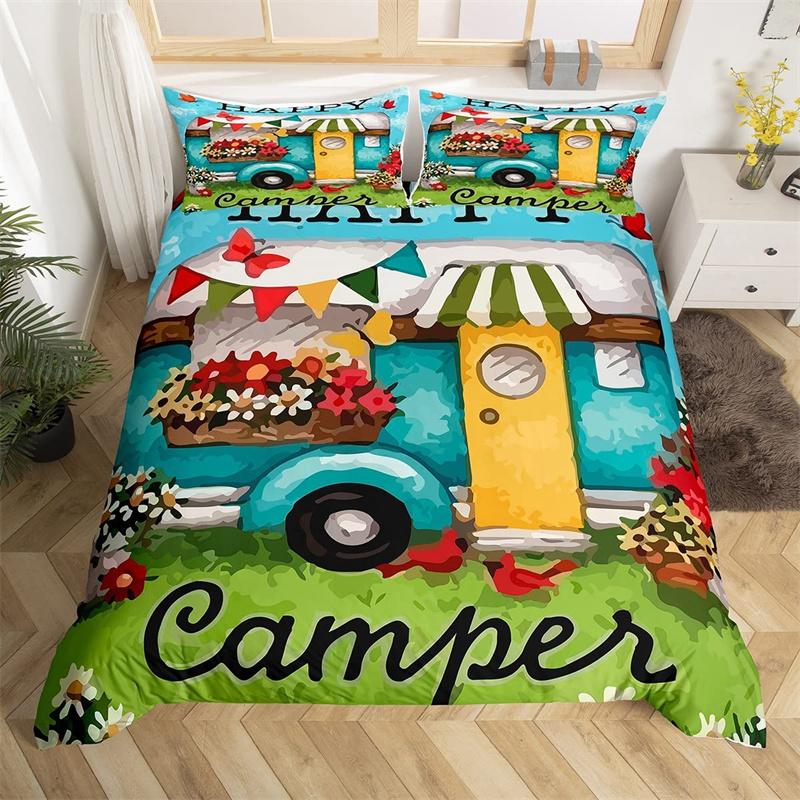 Camping Duvet Cover Galaxy Comforter Cover Microfiber Farmhouse Style Bedding Set King For Boys Girl Camper Lovers Birthday Gift