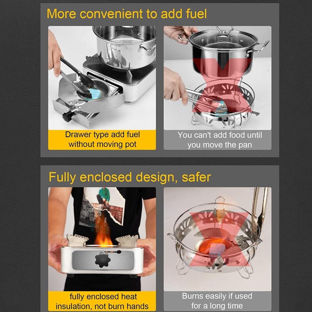 Réchaud de Camping Portable Mini Réchaud de Camping Pique-nique Réchaud à Esprit pour Camping Grill Barbecue Pique-niques