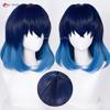 Anime Hashibira Inosuke Cosplay Wig 40cm Short Blue Gradient Inosuke Wigs Heat Resistant Synthetic Hair Halloween + Wig Cap