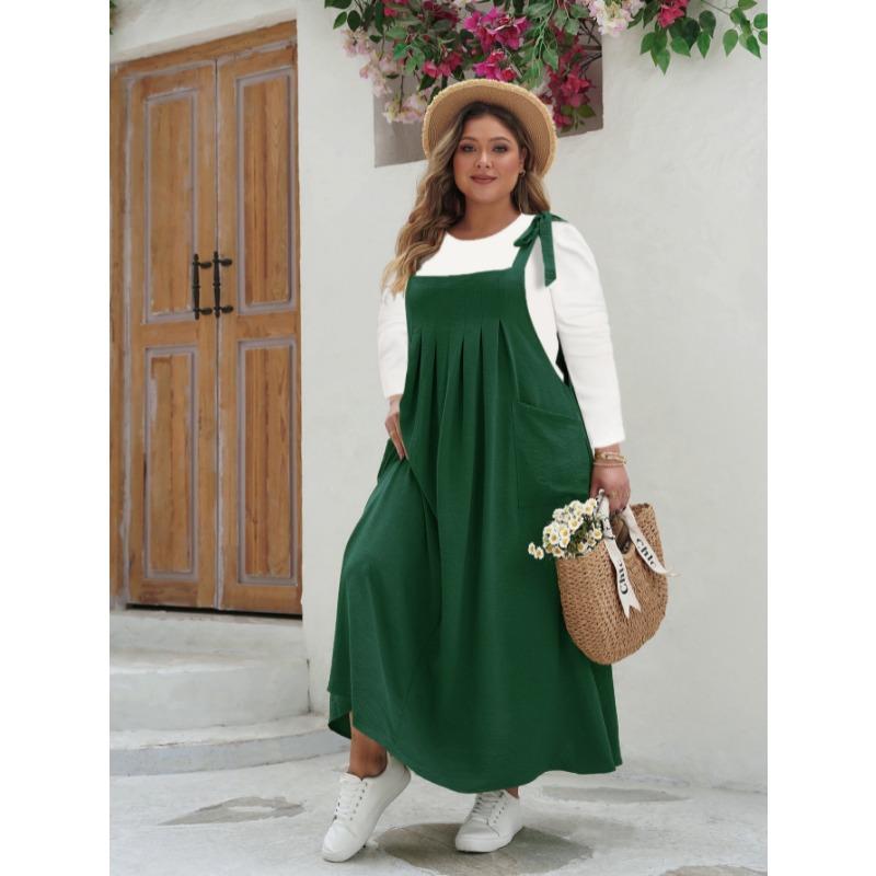 Abito a salopette casual ampio taglia grande per primavera estate, linea ad A, nuovo per donna, tinta unita, elegante, senza maniche, per festa, vacanza, abito lungo, vestiti semplici alla moda