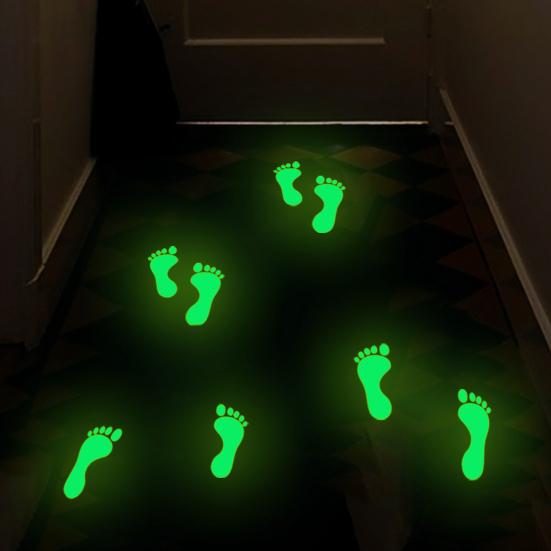 2 Sheets/Set Halloween Footprint Sticker Glow in The Dark Waterproof PVC Living Room Bedroom Office Wall Art Floor Festival
