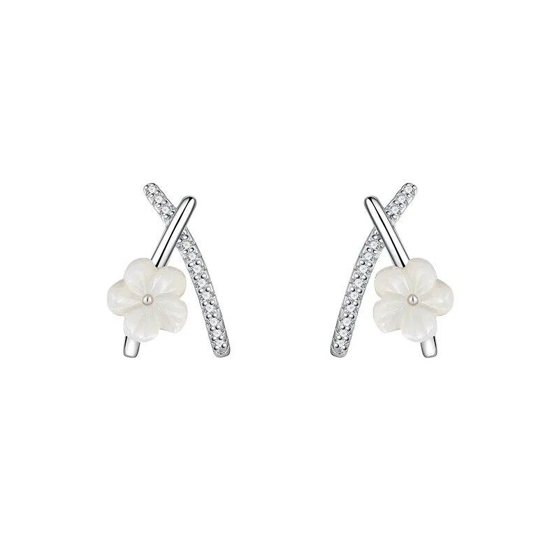 

Элегантные серьги-гвоздики из серебра 925 пробы с иглами и цветком, цирконовые серьги-гвоздики с крестом, подвески, ювелирные изделия для женщин, модные ювелирные изделия, подарок для девочек, новинка