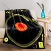 1PC Golden Vinyl Record Turntable Print Adult Children Warm Blankets Home Travel Car Soft Comfortable Suitable for All Seasons