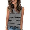 Women's Casual Fashion Summer Print Tank Top V-neck Sleeveless Button Up Top