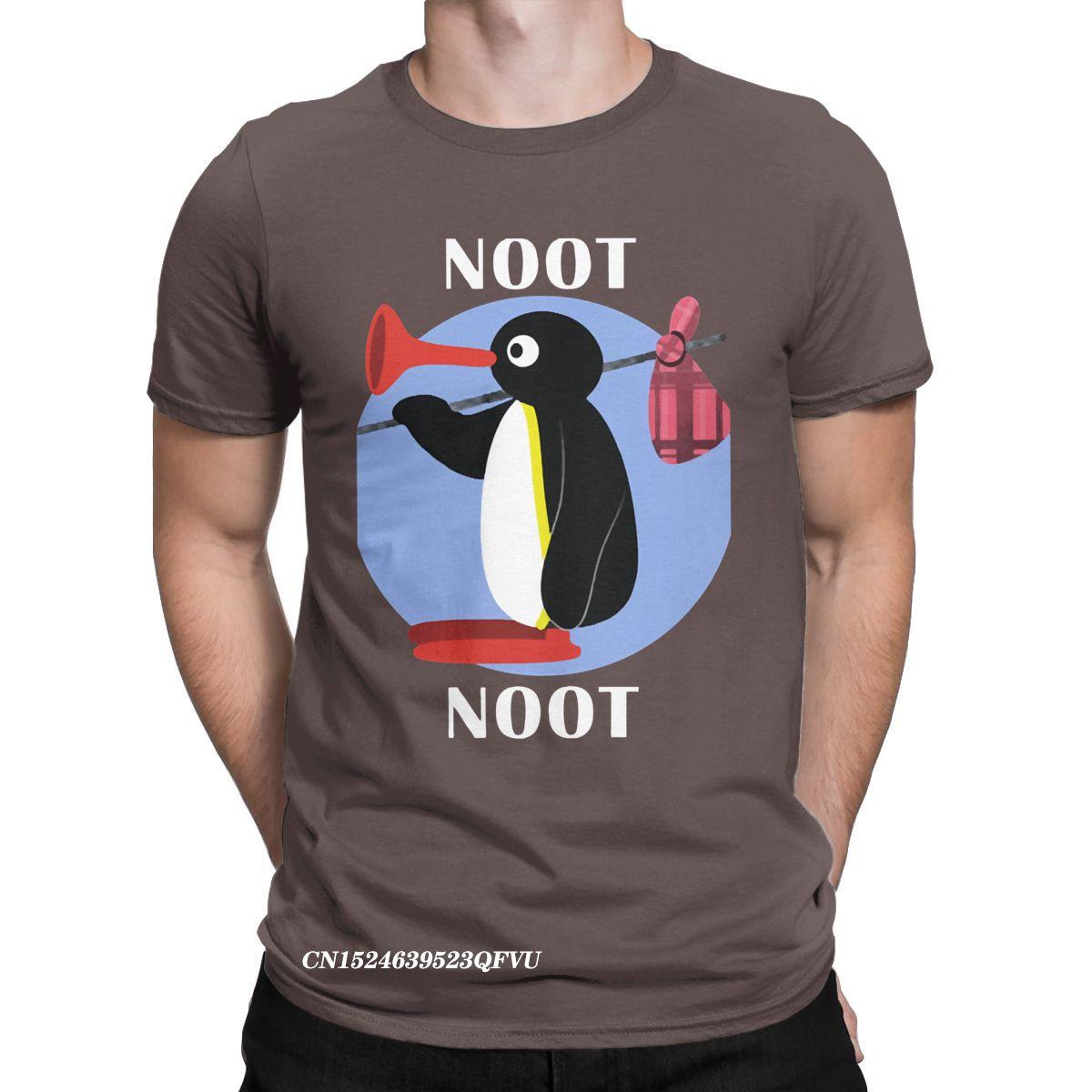 Comfortable season Noot Noot Pingu T-shirt Heren Dames Katoen Vintage T-shirts Ronde Hals Pinguïn T-shirt Harajuku Kleding Klassiek XL kameel