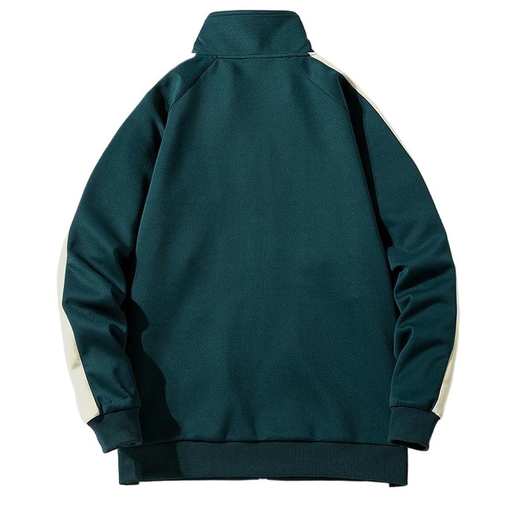 Street Style Solid Color Zip-up Cardigan Stand-up Collar Loose Casual Sports Men's Coat