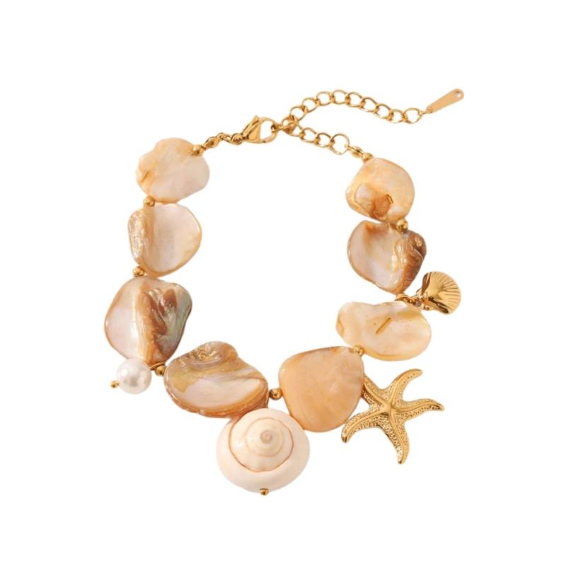 Handmade Look Stainless Steel Marine Jewelry Adjustable Length Starfish Shell Necklace/Bracelet Summer Fashion Gift