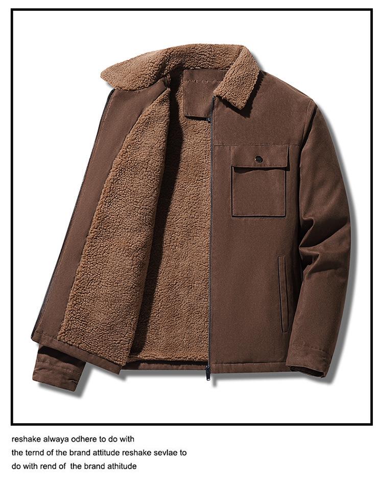 Men's High-Quality Suede Plush Jacket with Lambswool and Velvet: Warm, Thick Cotton Coat for Autumn and Winter