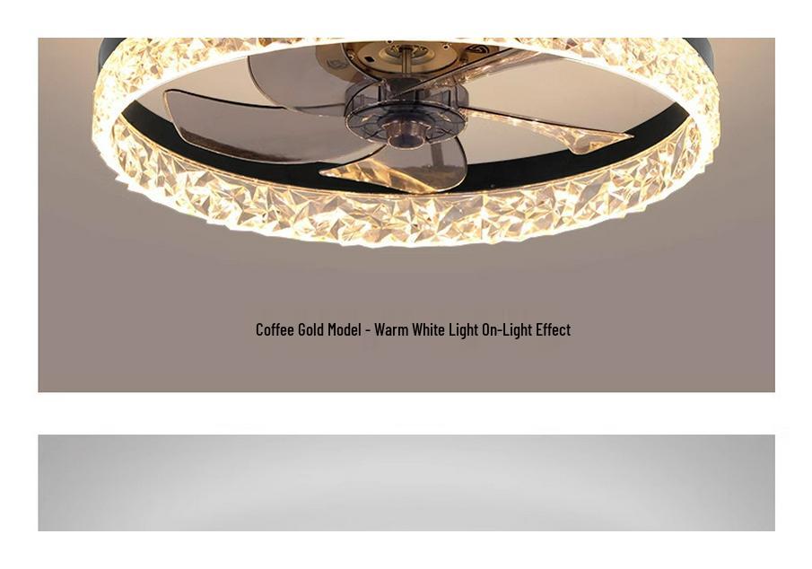 Large Wind Power Ceiling Fan with Light - Invisible Blades, Frequency Conversion for Living and Dining Rooms, Bedrooms