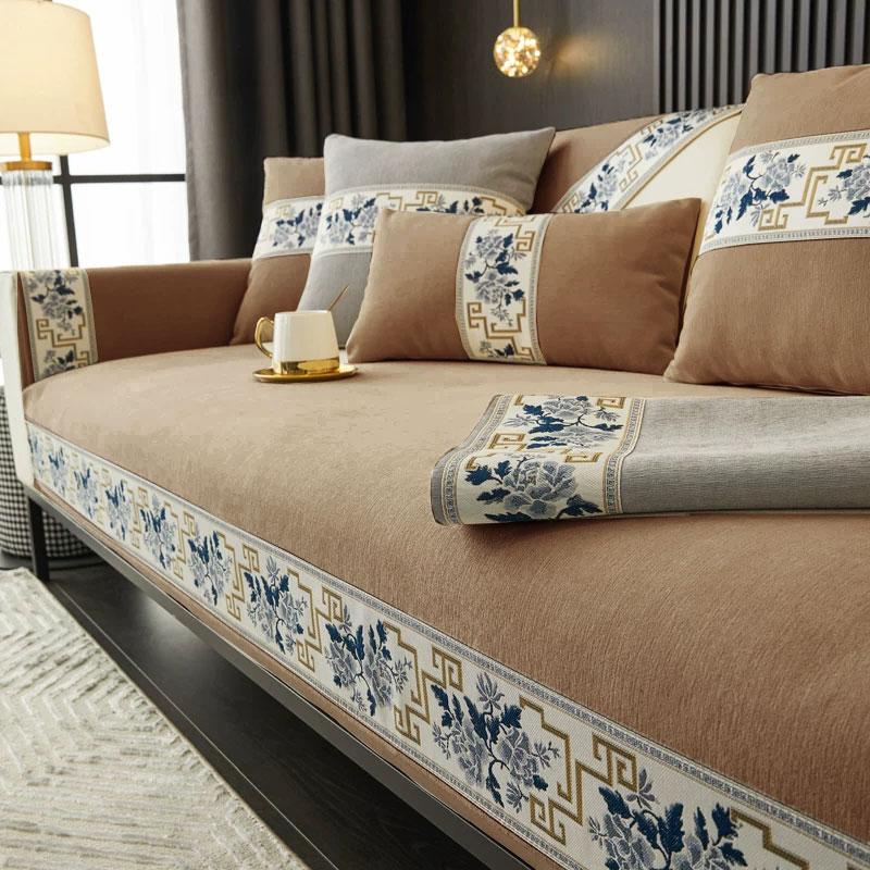 Housse de canapé épaisse de Style chinois, en Chenille solide, antidérapante, coussin de canapé, canapés de salon, housse de fauteuil universelle, tapis de serviette