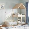 VidaXL Bunk Bed with Roof 80x200 Cm Solid Pine Wood, Bunk Bed with Ladder, Bunk Bed for Children, Frame 3282393