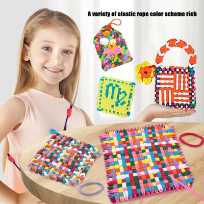 1 Set Weaving Loom Kit with Rainbow Color Loop Crochet Hook Beginner DIY Arts Crafts Potholder Hand Weaving Tools Kids Girls Adults Gift