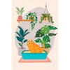 Watercolor Cute Kittens Potted Plant Canvas Print Cartoon Green Plants Animals Wall Art Postes for Modern Living Room Home Decor