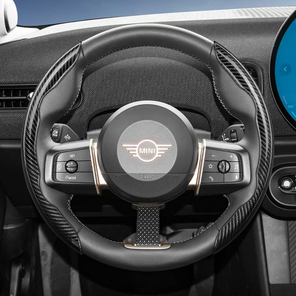 

Suitable for Mini Carbon Fiber Texture Steering Wheel Cover with Segmented Quick-Release Design, Durable, for Models Such as Cooper 3-Door