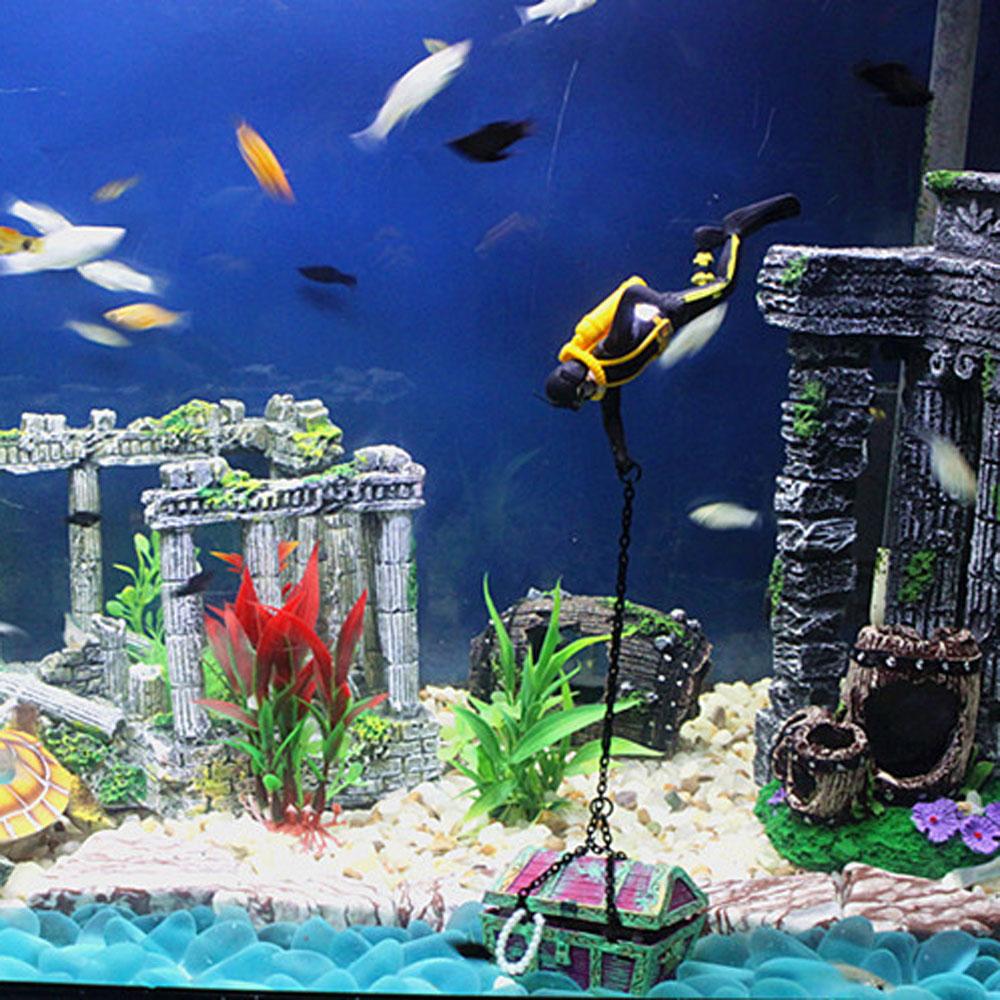 Treasure Hunter Frogman Pneumatic Ornament Air Pump Connecting Aquarium Decoration Fish Tank Decor
