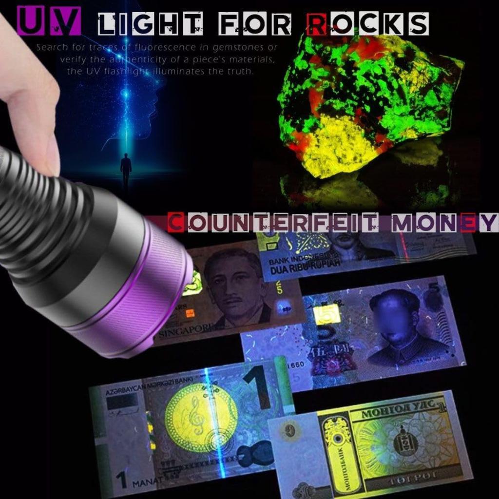 365NM UV Blacklight Flashlight, Professional 4-Core High-Intensity Filtered LED, High Capacity of Battery, Ultra-Long Range Beam