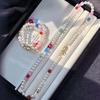 Vintage Design High-Gloss Artificial Crystal Pearl Natural Sugar Cube Agate Collarbone Chain Necklace