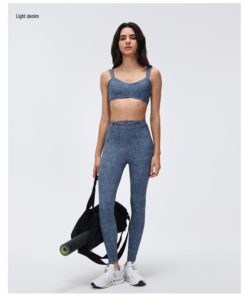 Denim Style Yoga Bra Nude Feel, Anti-Sagging, Shock Absorption, Side Boob Reduction, Running Sports Bra D26063