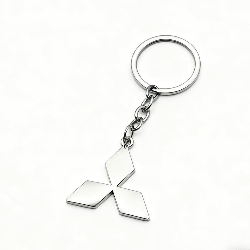 For Mitsubishi Outlander ASX Eclipse Cross Pajero Lancer 3D Metal Leather Car Styling Keychain Key Rings Key Holder Accessories
