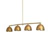 Modern 4 Light Linear Chandelier Raw Brass Mid Century Dining Room Pendant Light Fixture