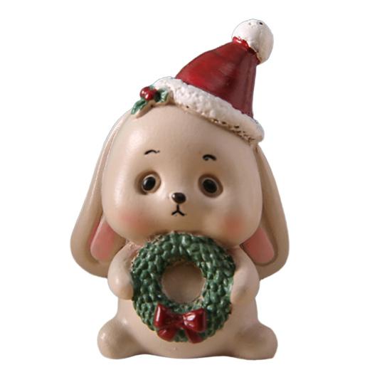 Yousheng Christmas Miniature Figurines Mini Resin Santa Claus/Snowman/Tree/Bear/Rabbit Figurine 3D Cute Christmas Statue for Home Desk Decor Dollhouse