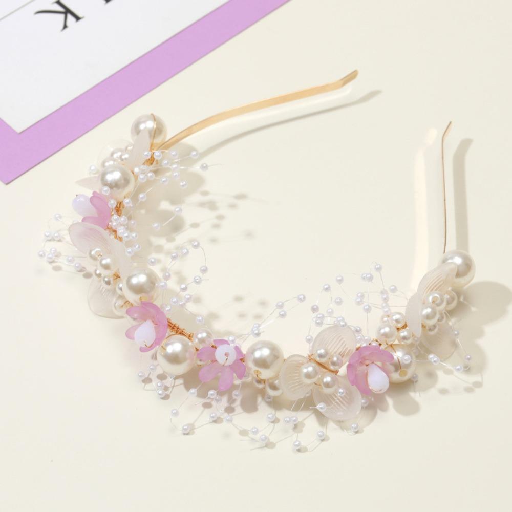 Sweet Style Flower Garland Headband Simple Design Bride Wedding Crown Beaded Headpiece Children