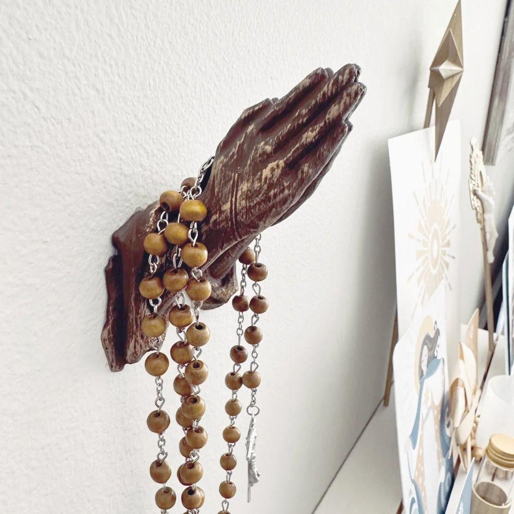 

1pair Wall Mounted Storage Rack Resin Background Pendant Hand Shaped Wall Hanging Bracket Key золотий