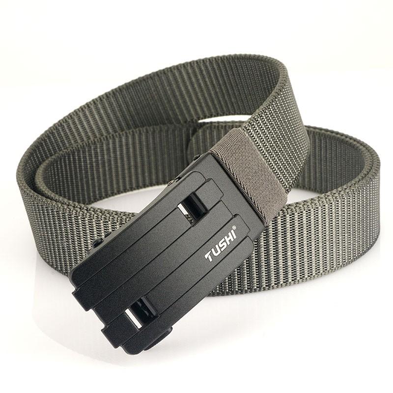 Men s Automatic Buckle Business Casual Belt Nylon Canvas Outdoor Breathable 120cm темно-серого