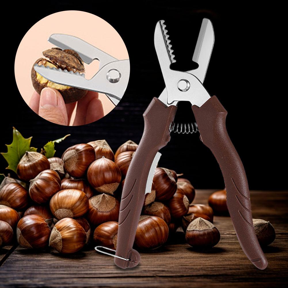 2 KS Nerezový nástroj na louskání kaštanů Ergonomické nůžky na kaštany Kráječ na kaštany Škrabka na kaštany Kuchyňský nástroj