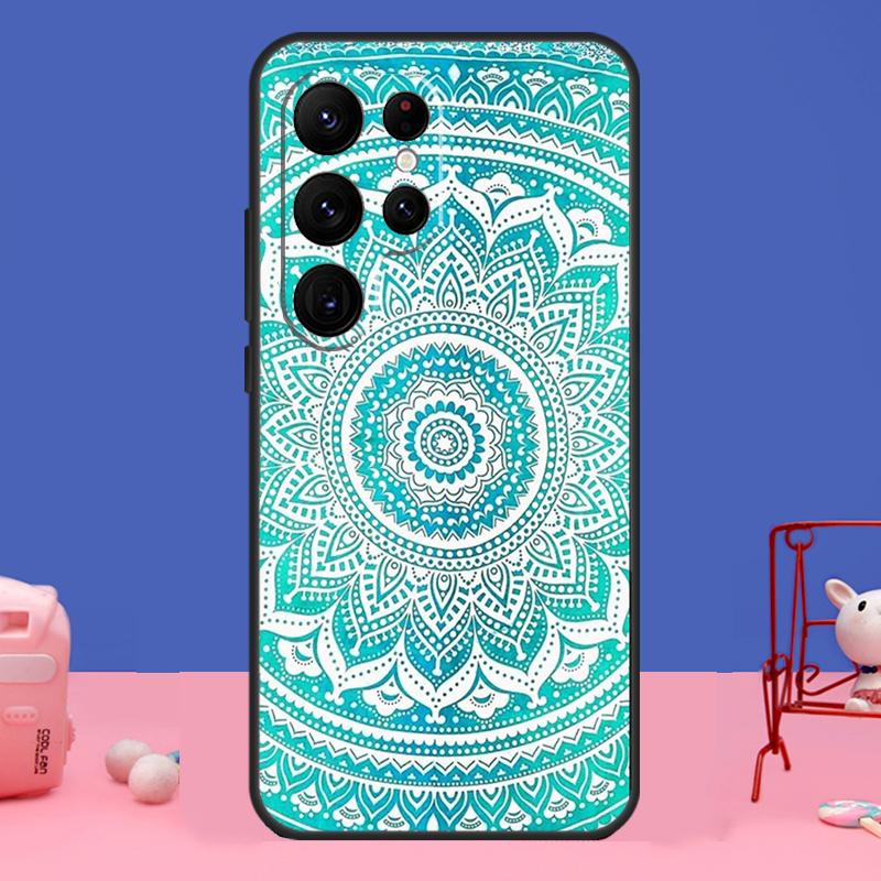 Indian Floral Henna Mandala Case For Samsung Galaxy S23 S24 Ultra S21 S22 Plus Note 20 Note 10 S8 S9 S10 S20 FE Cover