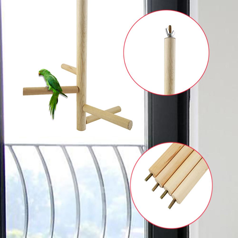 Wooden Parrot Perches Birds Stand Pole Rotatable Parrot Perches Bird Cage Accessories