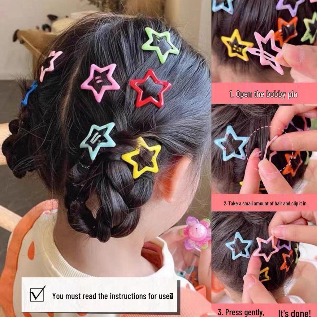 Colorful Star Hair Clips: Five-Pointed Side Clip Hairpins for Kids