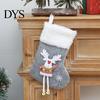 Kids Candy Gift Holders Plush Christmas Stocking Pendant with Santa Claus/Snowman/Elk Designs, Fabric Hanging Winter Holiday Party Scene Props
