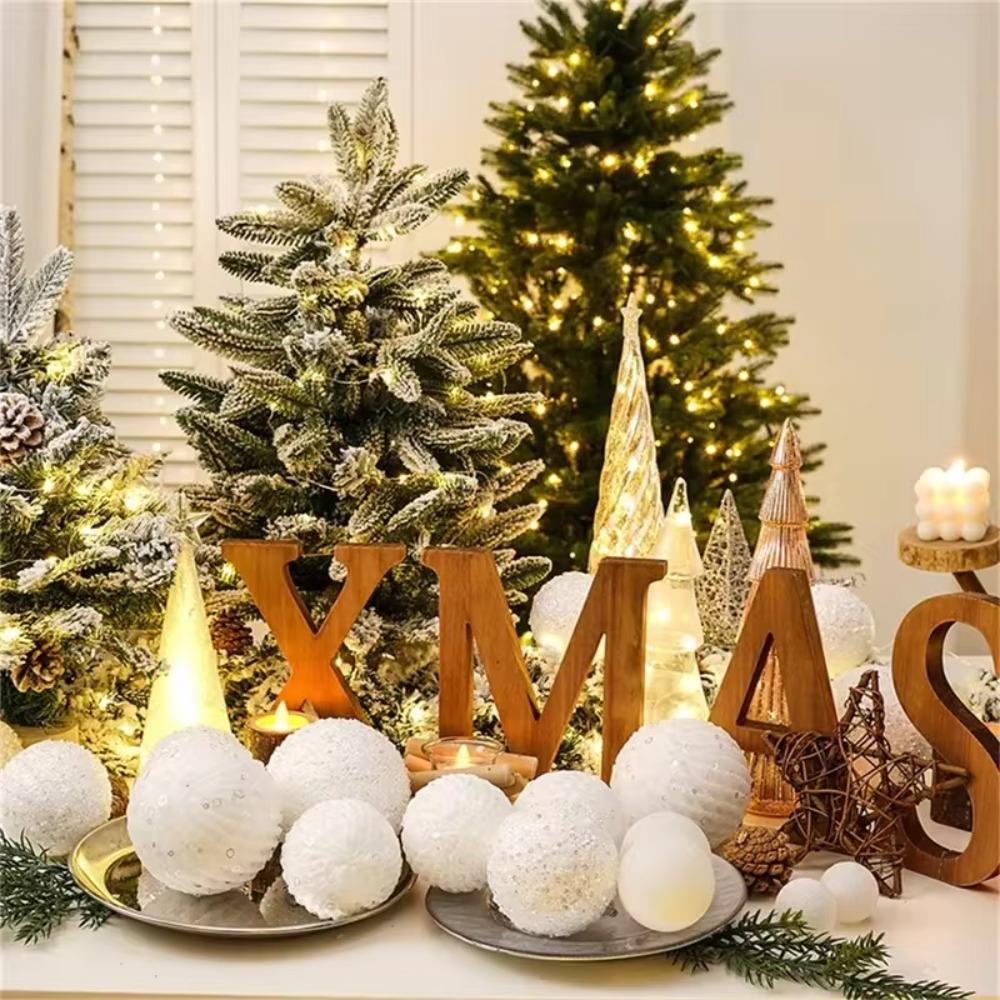 6/12pcs 8/10cm Festive Decorative Ball Glitter Christmas Tree Hanging Ornaments  Photographic Props
