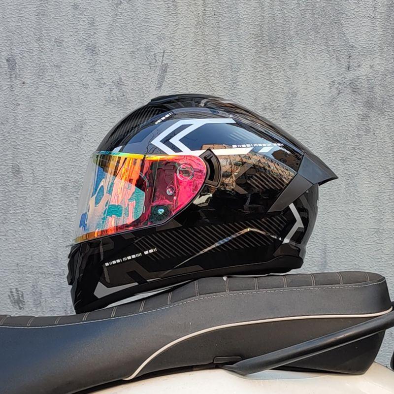 Motorcycle Helmet Men and Women Double Lens Party Sports Car Helmet New National Standard Four Seasons Personalized Bluetooth