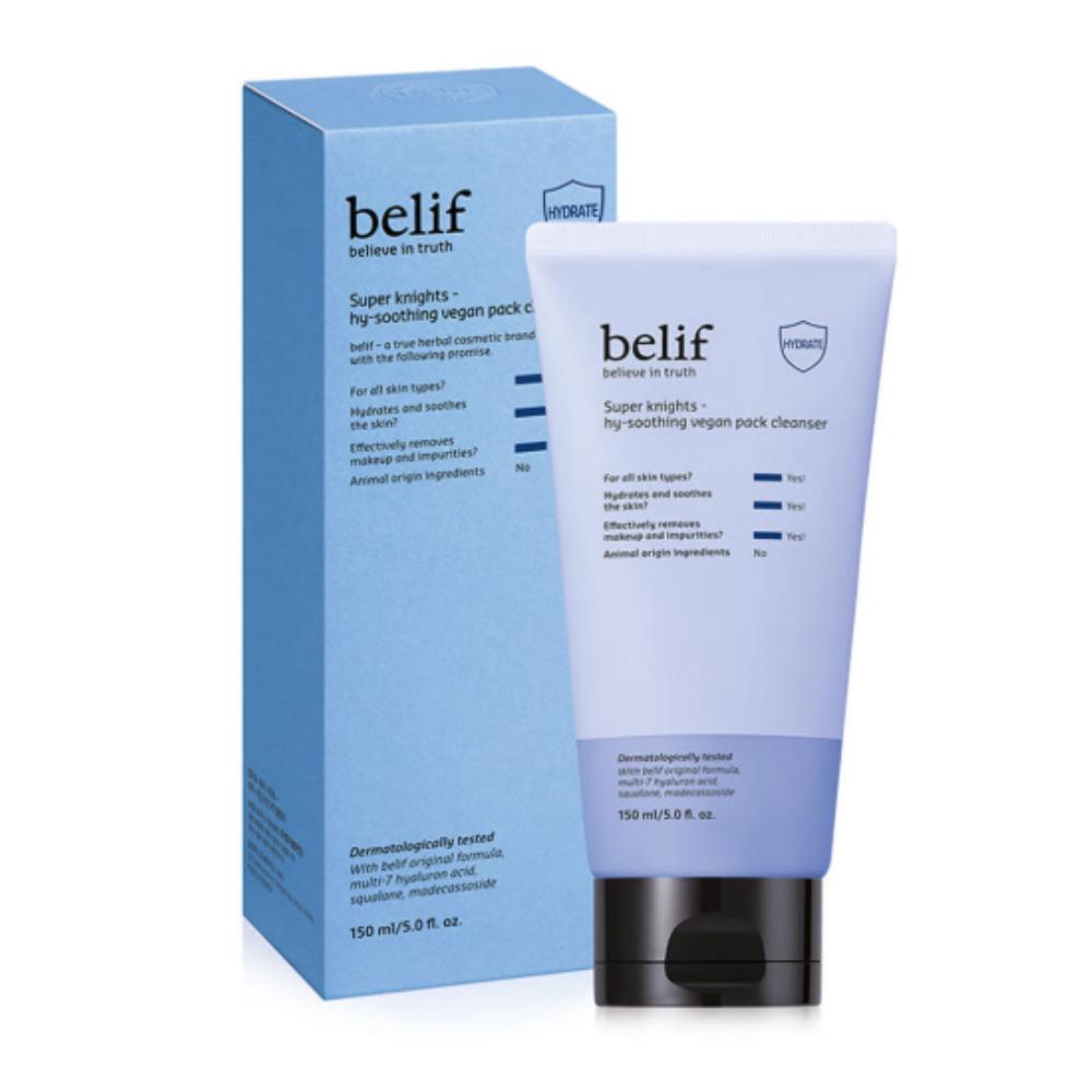 belif Super Knights Высокоуспокаивающая маска-очищающее средство 150 мл - 2-в-1 Успокаивающая маска и мягкое очищающее средство для лица для чувствительной кожи