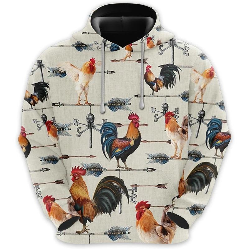 Erkek Horoz Grafik Kapüşonlular 3D Tavuk Baskılı Sweatshirtler Erkek Kadın Yüksek Kalite Eşofman Kapüşonlu Oversize Harajuku Giyim