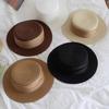 Straw Hat Women's Fashion Elegant Pleated Ribbon Flat-top Sunshade Hat Vacation Travel Sunscreen Hat