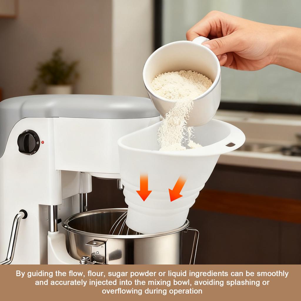 Silicone Flour Funnel for Artisan KSM150 and 4.5–5 Qt Tilt Head Stand Mixer Powder Funnel Kitchen Aid Mixer Stand Kitchen Tools