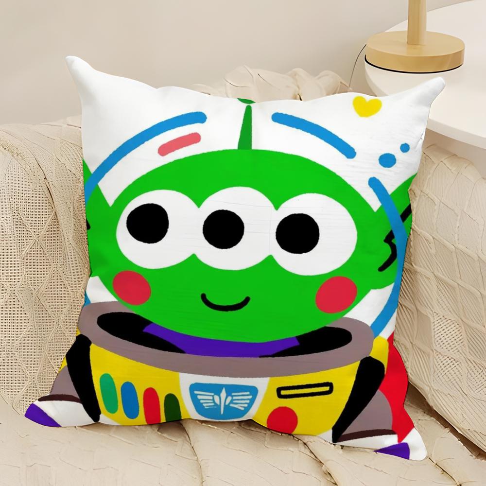 Anime Squeeze Toy Aliens Pillow Case Natural Linen DoubleSided Printing Sofa Home Decor Cushion Cover