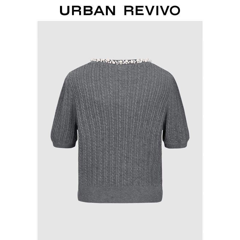 UR Dam Elegant Stickad Topp med Pärlutsmyckning