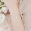Women Bracelet Double-Layer Cherry Blossom Pendant Bracelet with Rhinestones Inlaid Hollow Design Adjustable Length Bracelet